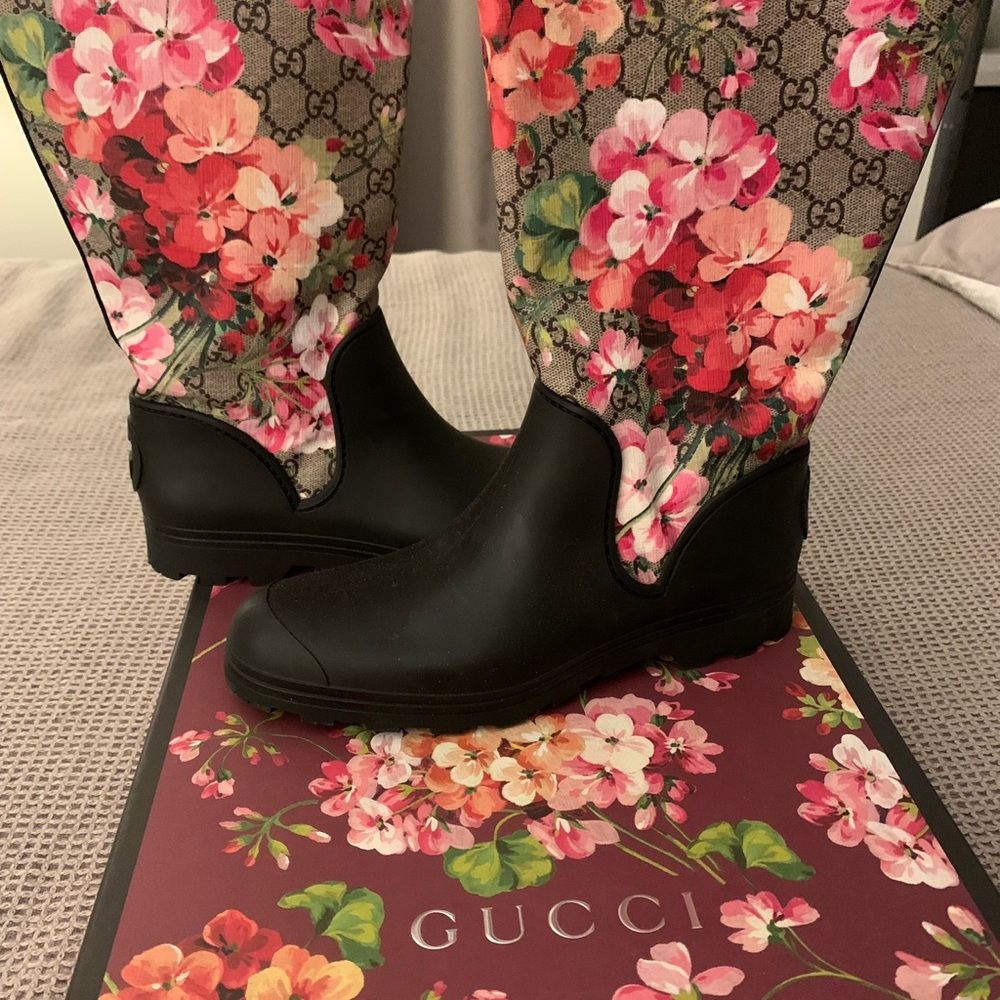 Gucci Floral Pink Prado GG Blooms Rain Boots